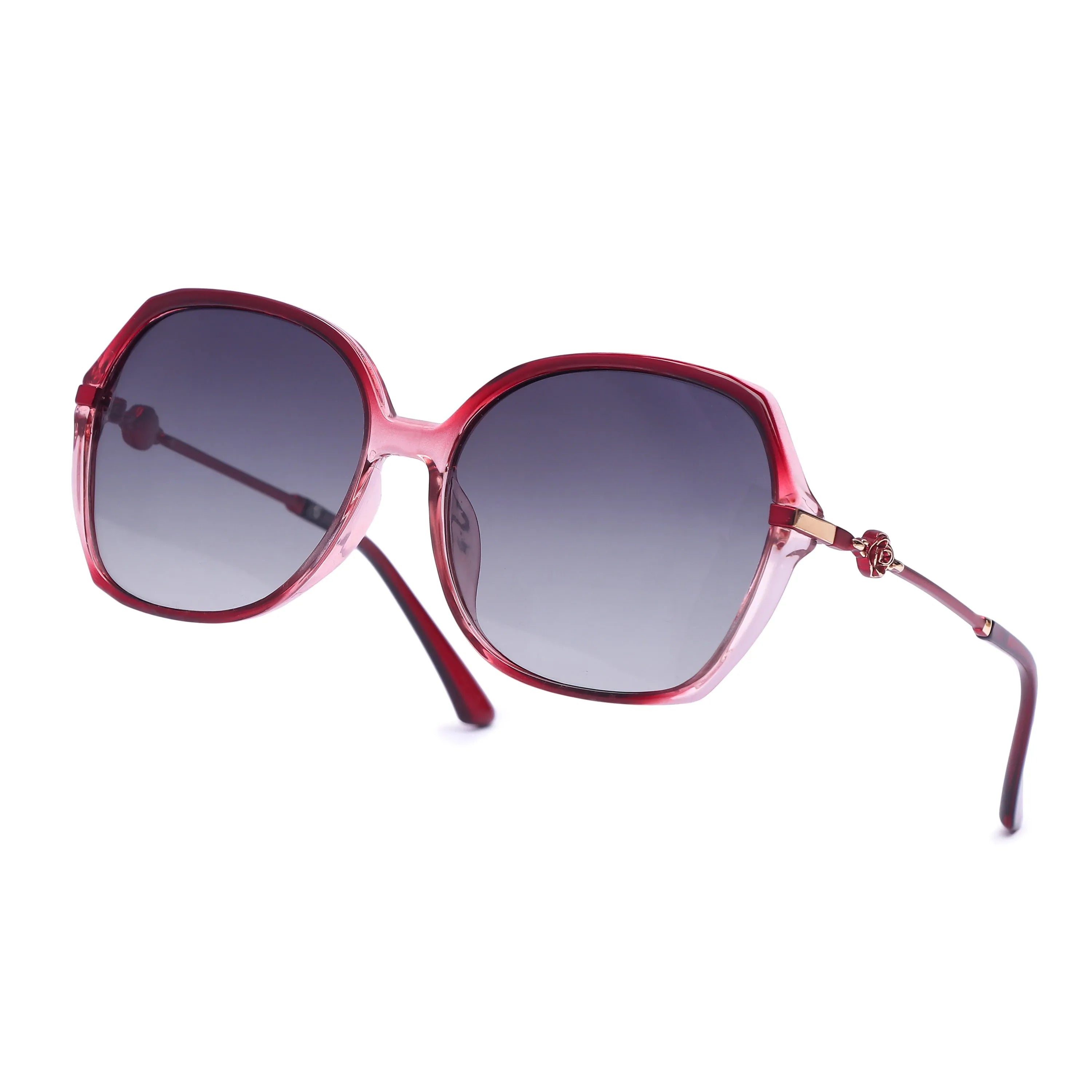 Calyra | Gradient Red Large Full Rim Square Sunglasses for Women [Polarized]