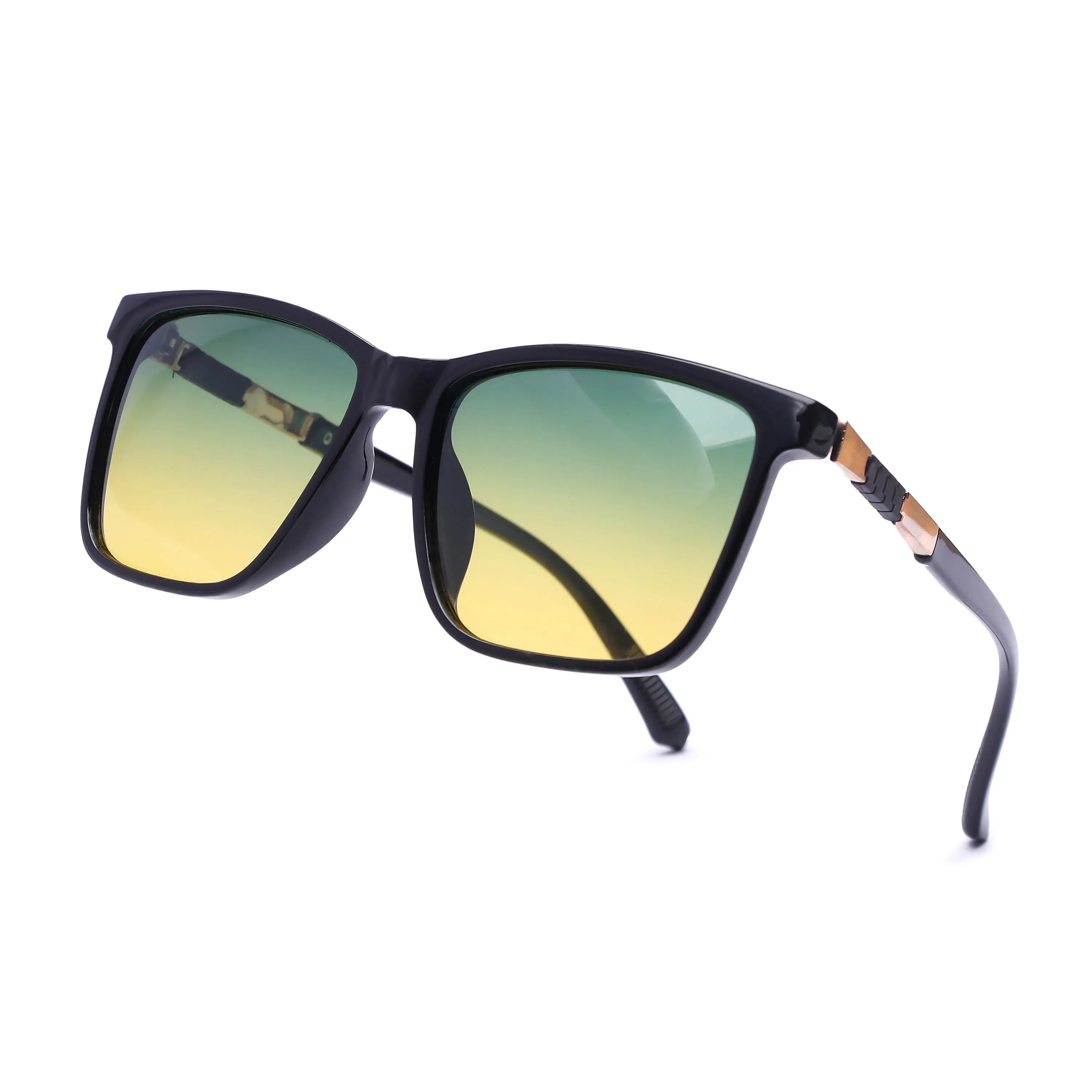 Galaron | Black Large Full Rim Square Sunglasses for Men & Women [Polarized]