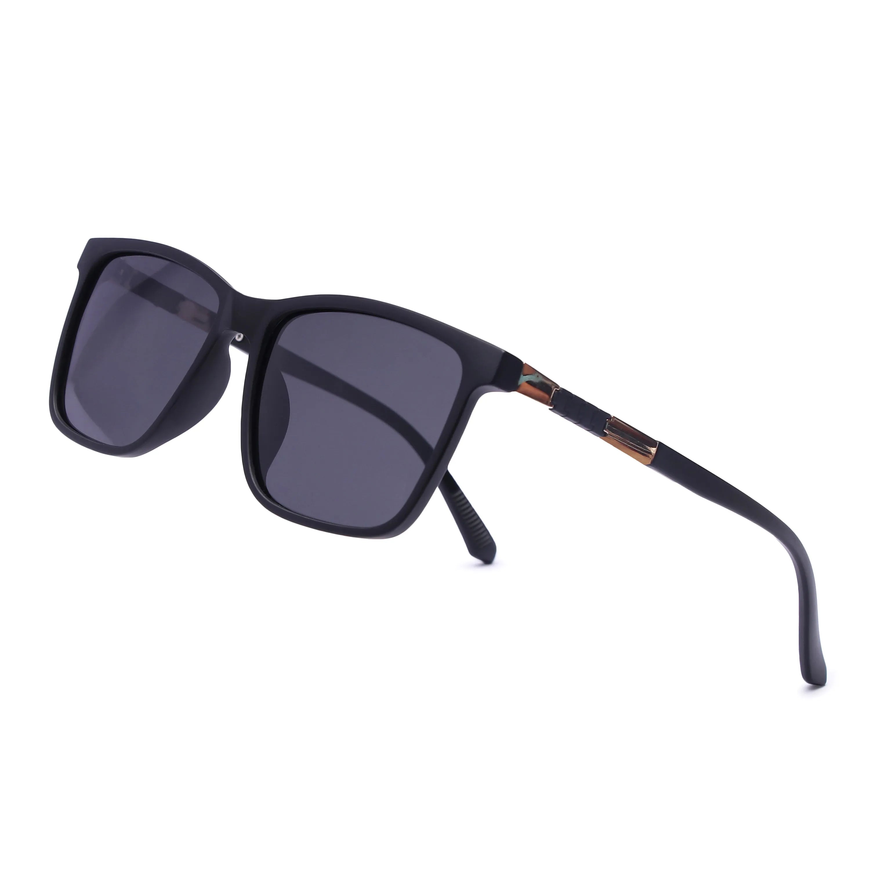 Galaron | Matt Black Large Full Rim Square Sunglasses for Men & Women [Polarized]