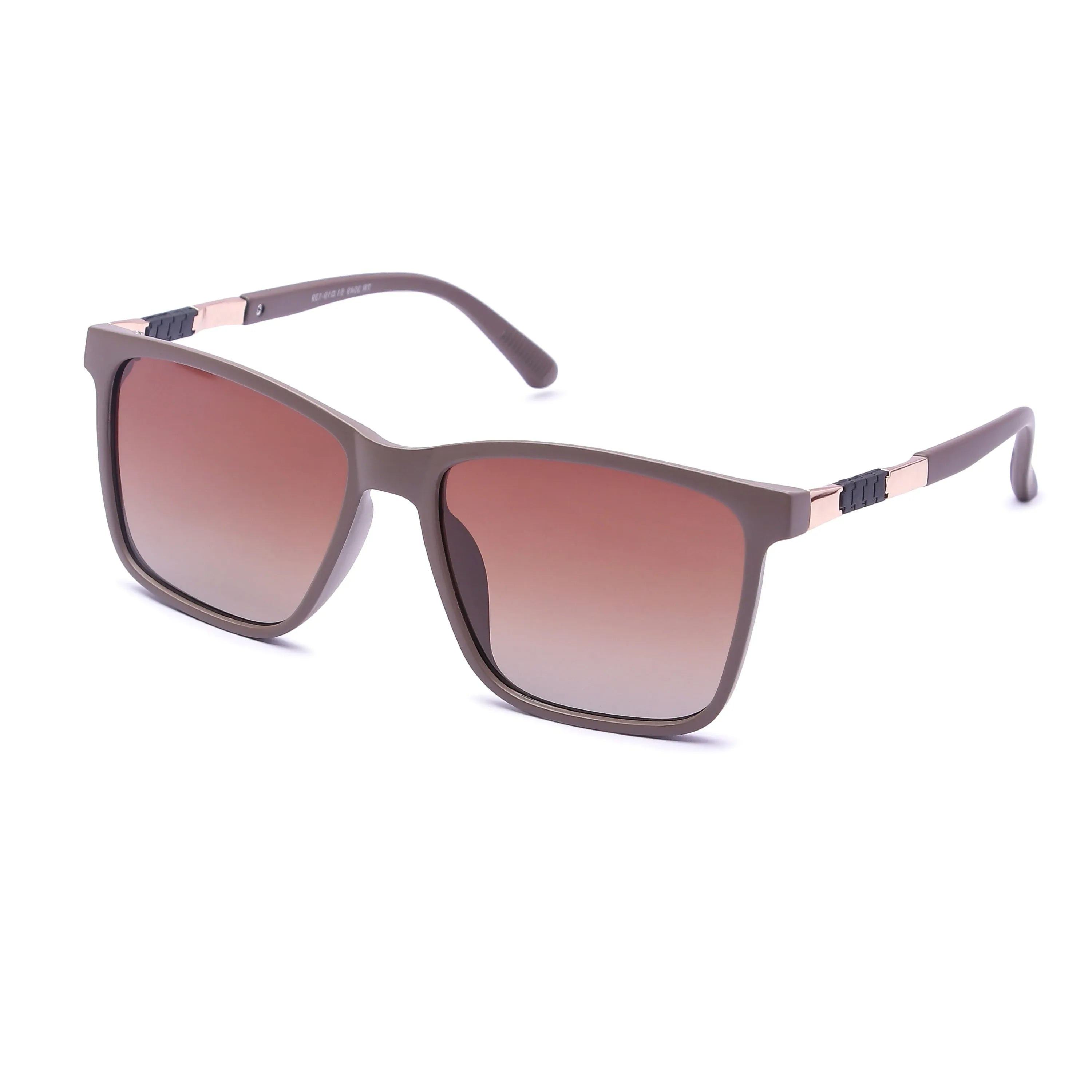 Galaron | Brown Large Full Rim Square Sunglasses for Men & Women [Polarized]