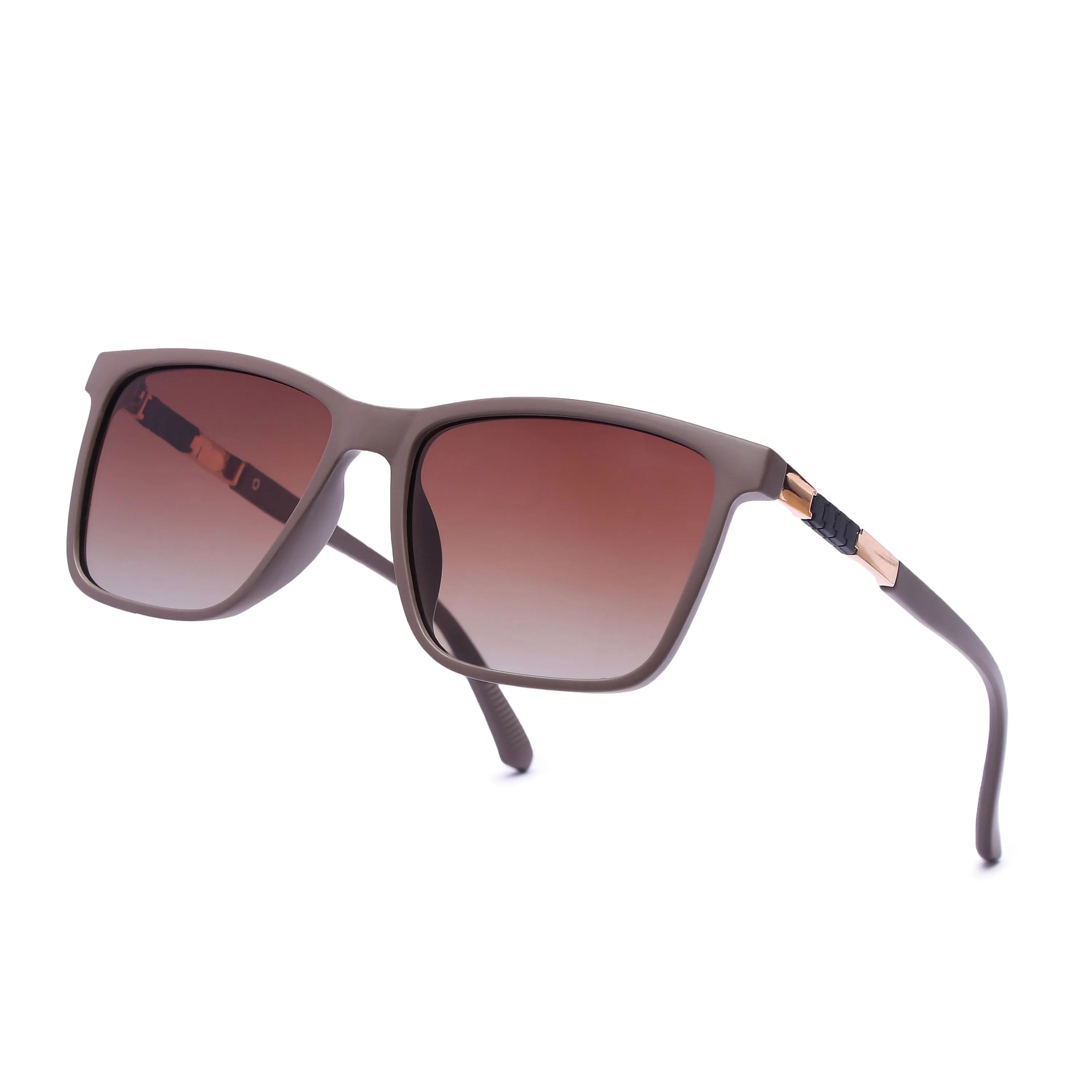 Galaron | Brown Large Full Rim Square Sunglasses for Men & Women [Polarized]