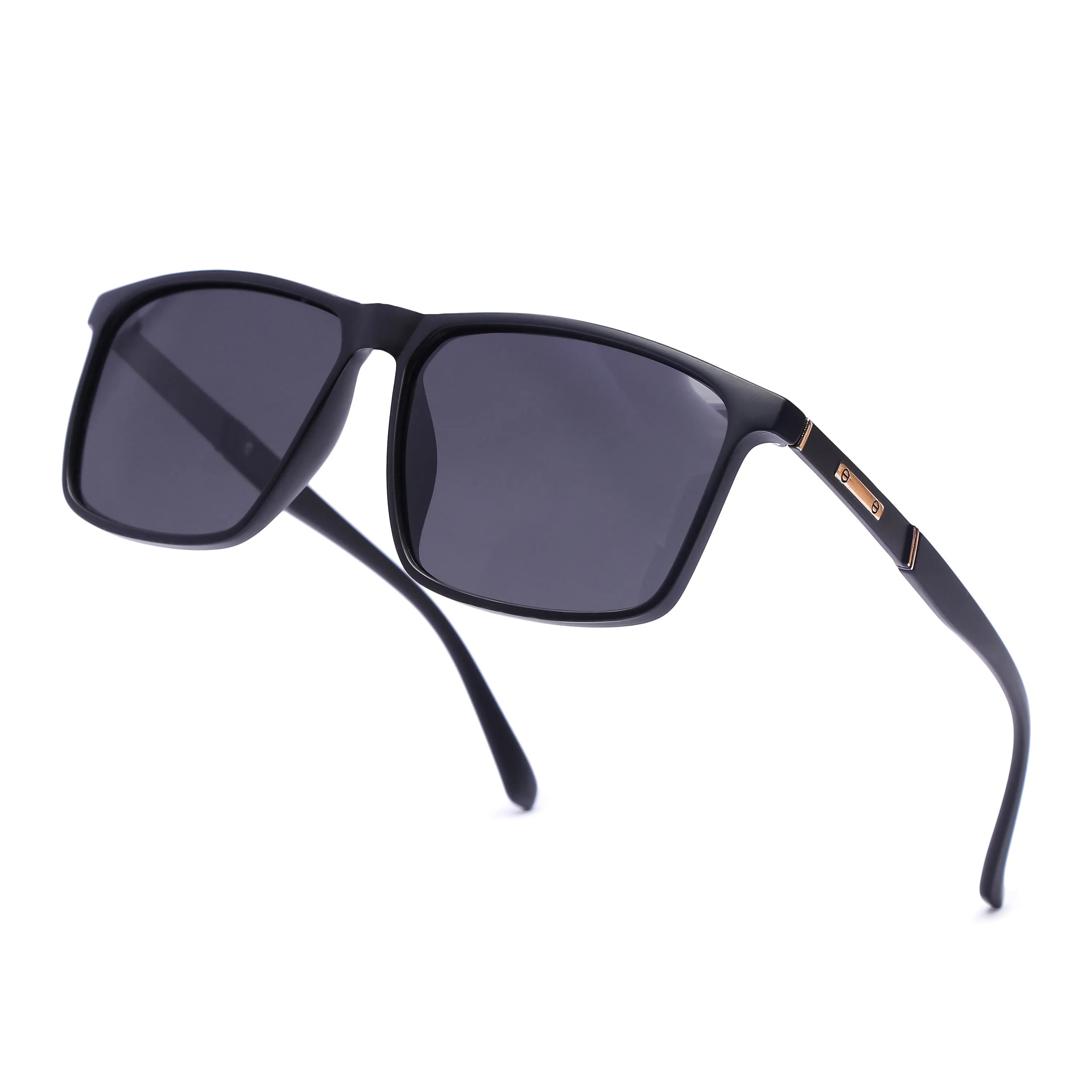 Ionis | Matt Black Large Full Rim Square Sunglasses for Men & Women [Polarized]