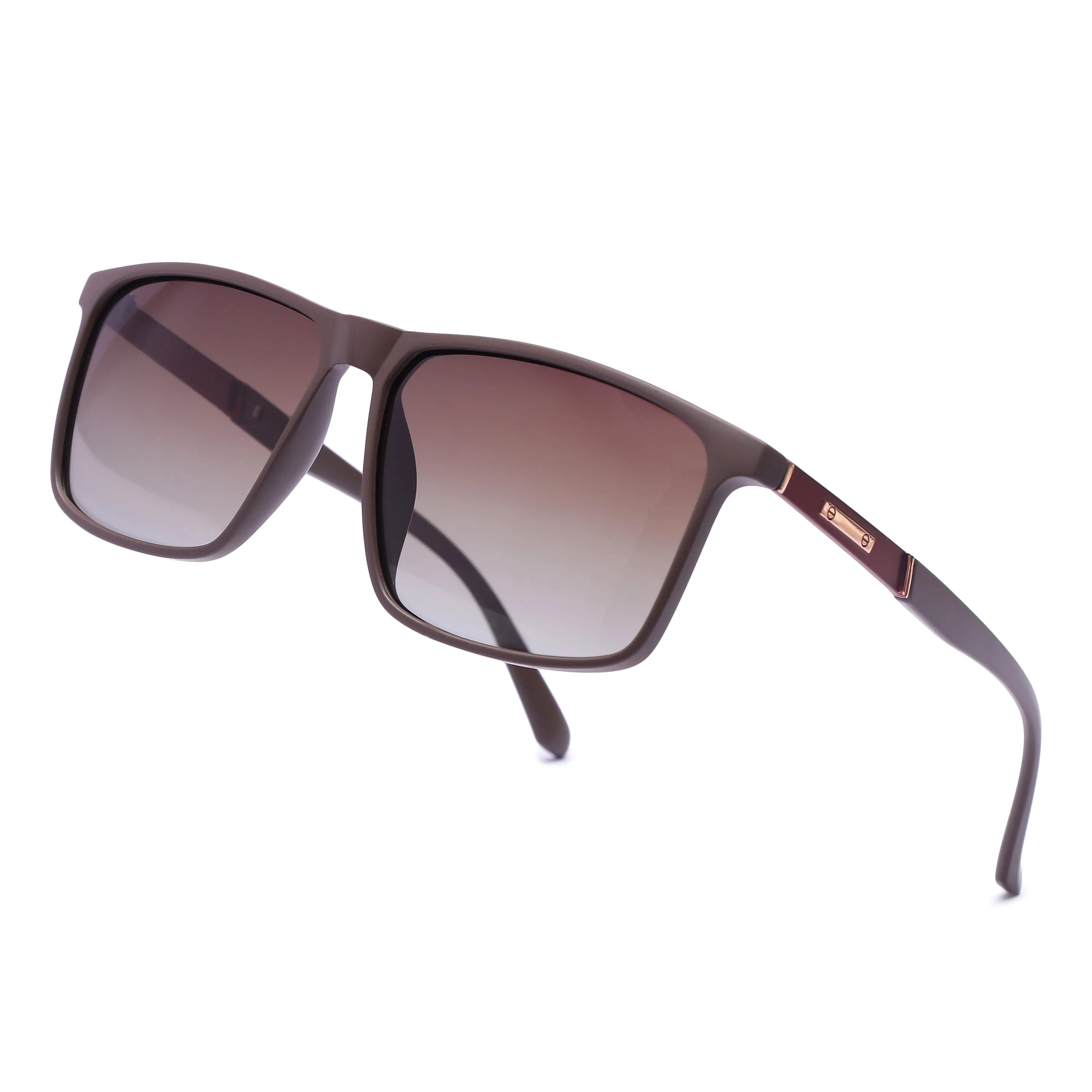 Ionis | Brown Large Full Rim Square Sunglasses for Men & Women [Polarized]