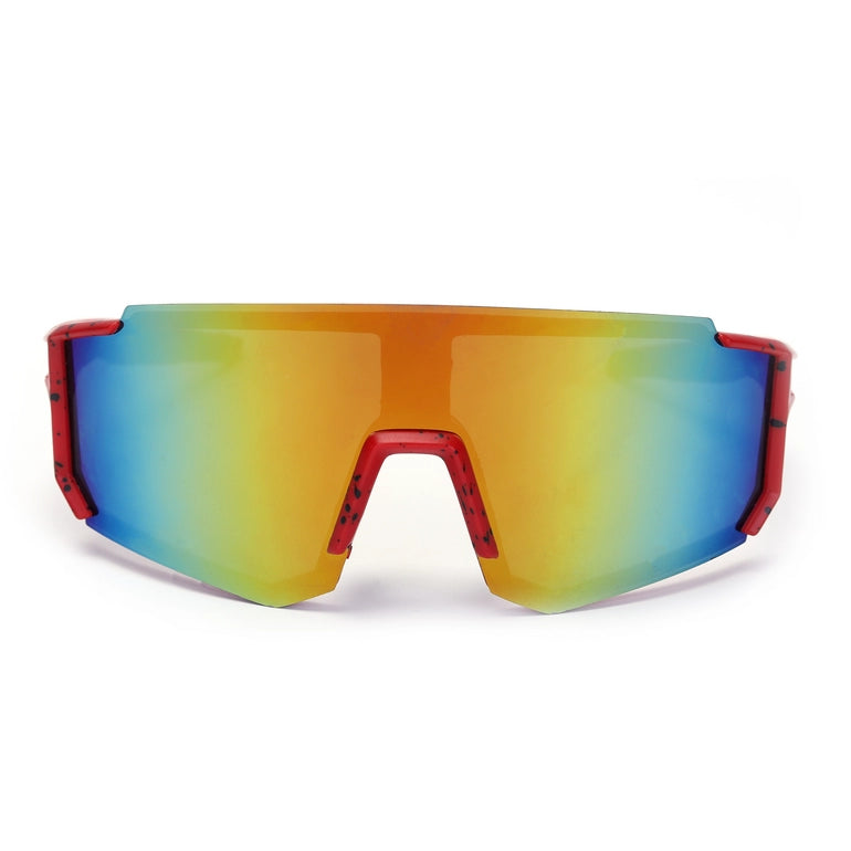 Hashtag Strix HOFFERS UV Protected Shield Sunglasses for Unisex - HT-SPORT-0101 - C1 Red/Black