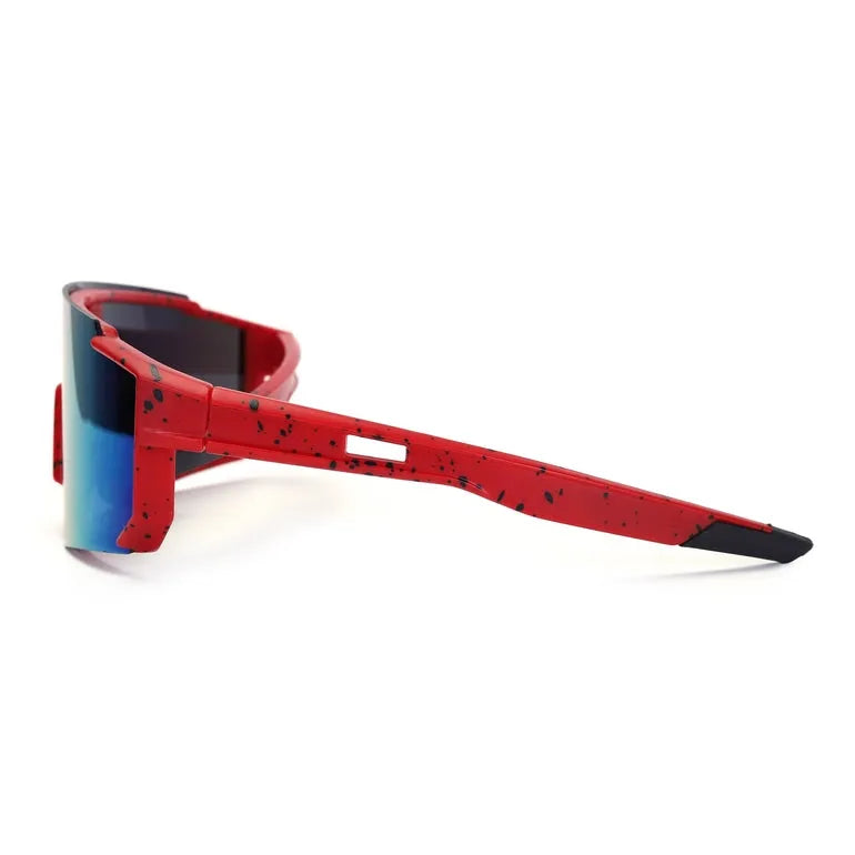Strix | Red/ Black/ Texture Large Full Rim Shield Sports for Men & Women [UV-protected]