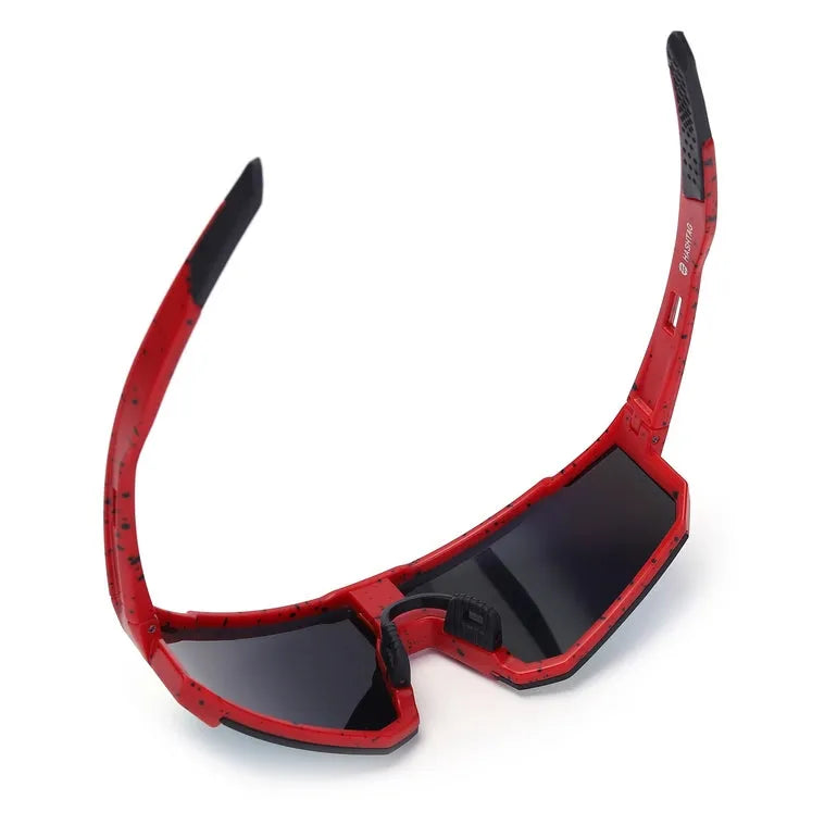 Strix | Red/ Black/ Texture Large Full Rim Shield Sports for Men & Women [UV-protected]