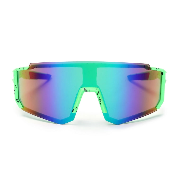 Hashtag Strix HOFFERS UV Protected Shield Sunglasses for Unisex - HT-SPORT-0101 C5 Green/Black