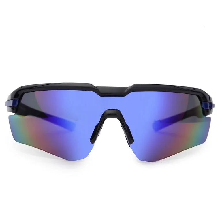 Lumina | Black/Blue Large Half Rim Shield Sports for Men & Women [UV-protected]