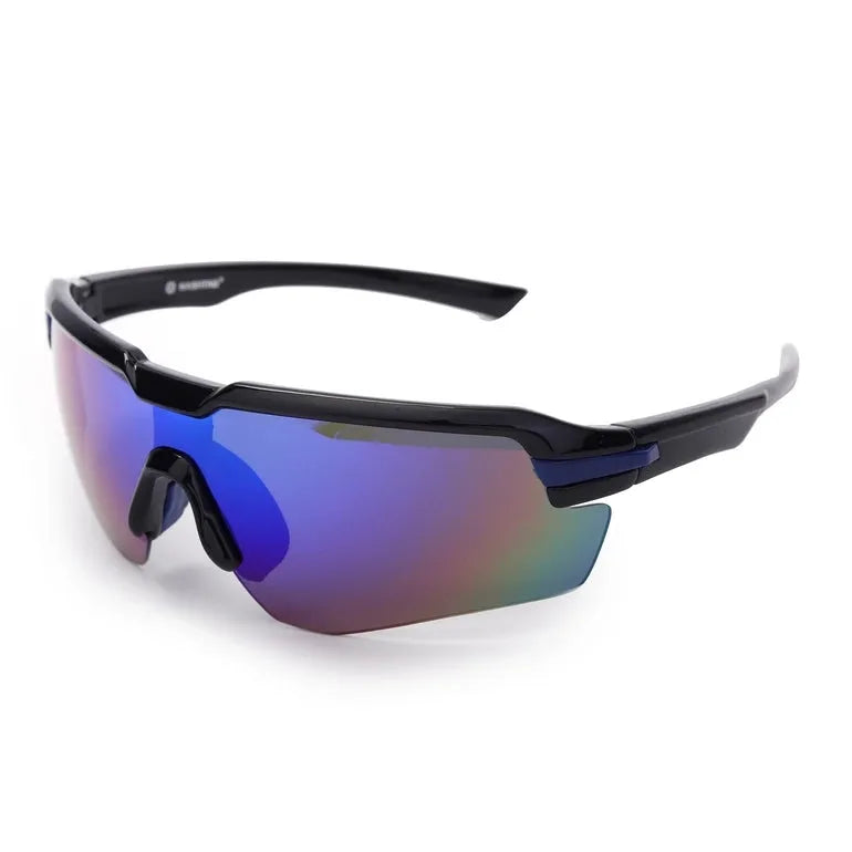 Lumina | Black/Blue Large Half Rim Shield Sports for Men & Women [UV-protected]