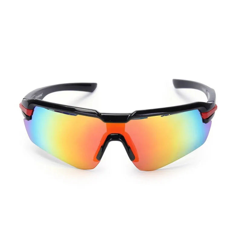 Lumina | Black/Red Large Half Rim Shield Sports for Men & Women [UV-protected]