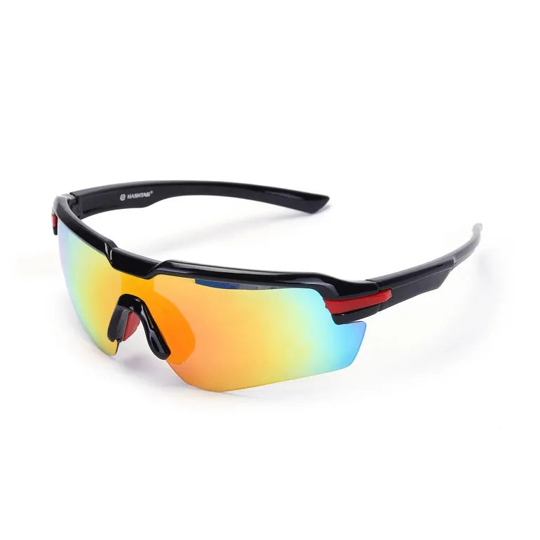 Lumina | Black/Red Large Half Rim Shield Sports for Men & Women [UV-protected]