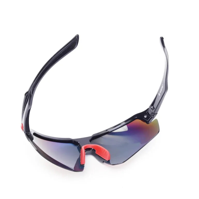 Lumina | Black/Red Large Half Rim Shield Sports for Men & Women [UV-protected]