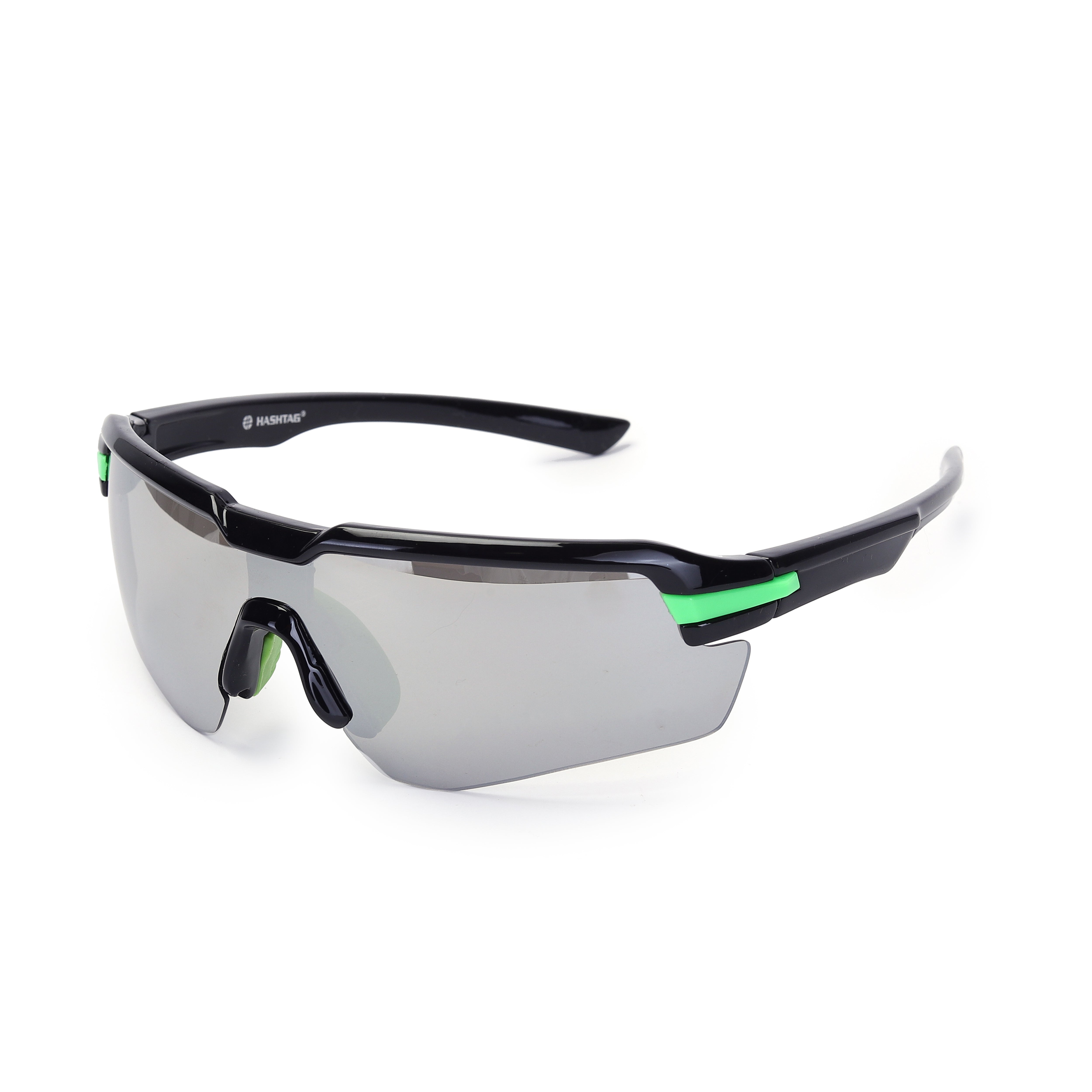 Hashtag Exclusive HUNTERS UV Protected Shield Sunglasses for Unisex HT-SPORT-0104 C1 Black/Green