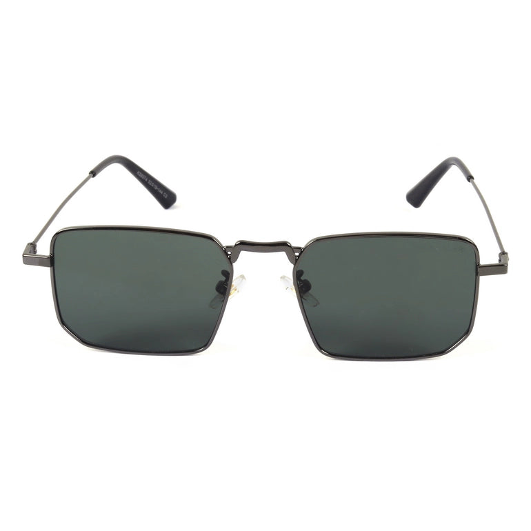 Hashtag Sunglasses for Unisex | Full Rim Rectangle Branded Latest and Stylish Sunglasses | Polarized and 100% UV Protected | Medium |Try (14) KS 8074 C2 Green/Grey