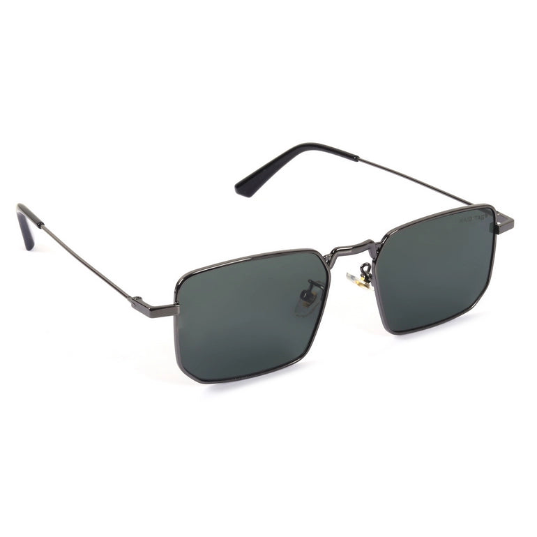 Hashtag Sunglasses for Unisex | Full Rim Rectangle Branded Latest and Stylish Sunglasses | Polarized and 100% UV Protected | Medium |Try (14) KS 8074 C2 Green/Grey