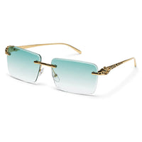 Clyra | Gradient Cyan Medium Rim Less RECTANGLE Sunglasses for Men [UV-protected]