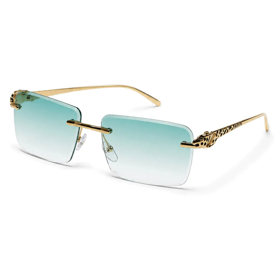 Clyra | Gradient Cyan Medium Rim Less RECTANGLE Sunglasses for Men [UV-protected]