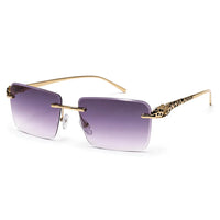 Clyra | Gradient Brown Sky Medium Rim Less RECTANGLE Sunglasses for Men [UV-protected]