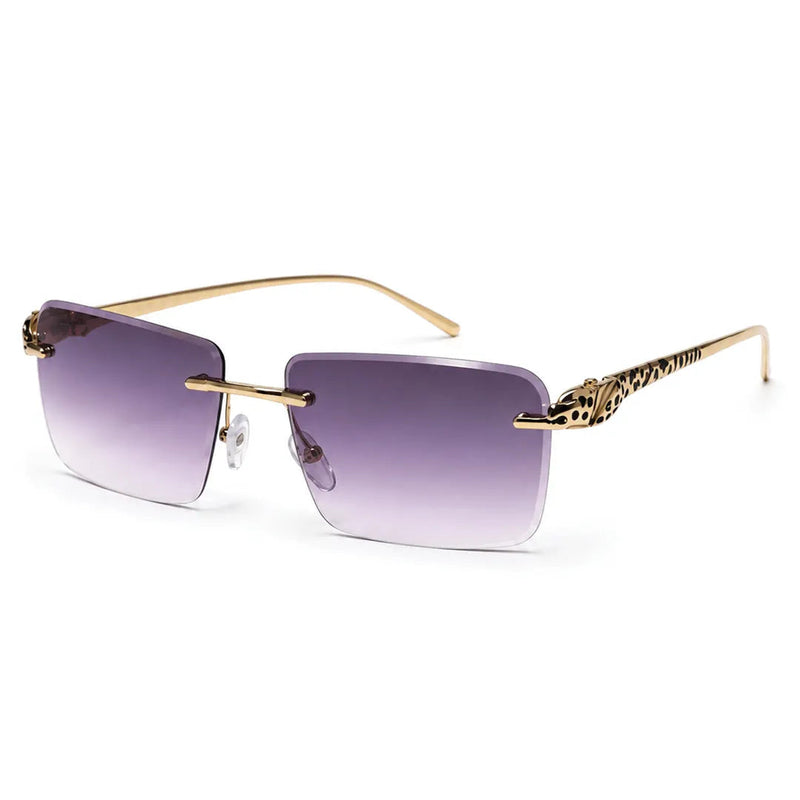 Clyra | Gradient Brown Sky Medium Rim Less RECTANGLE Sunglasses for Men [UV-protected]