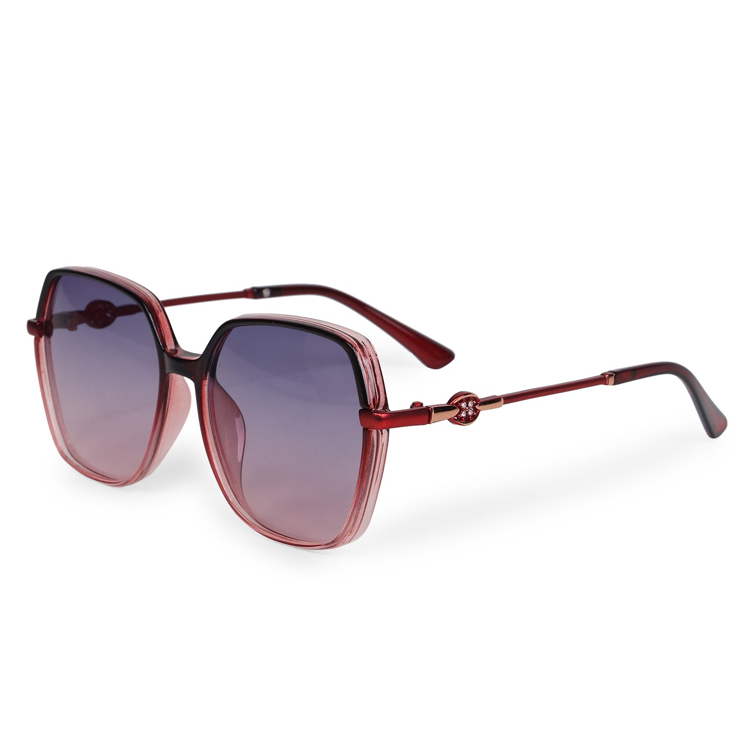 Noxara | Gradient Red Large Full Rim Square Sunglasses for Women [Polarized]