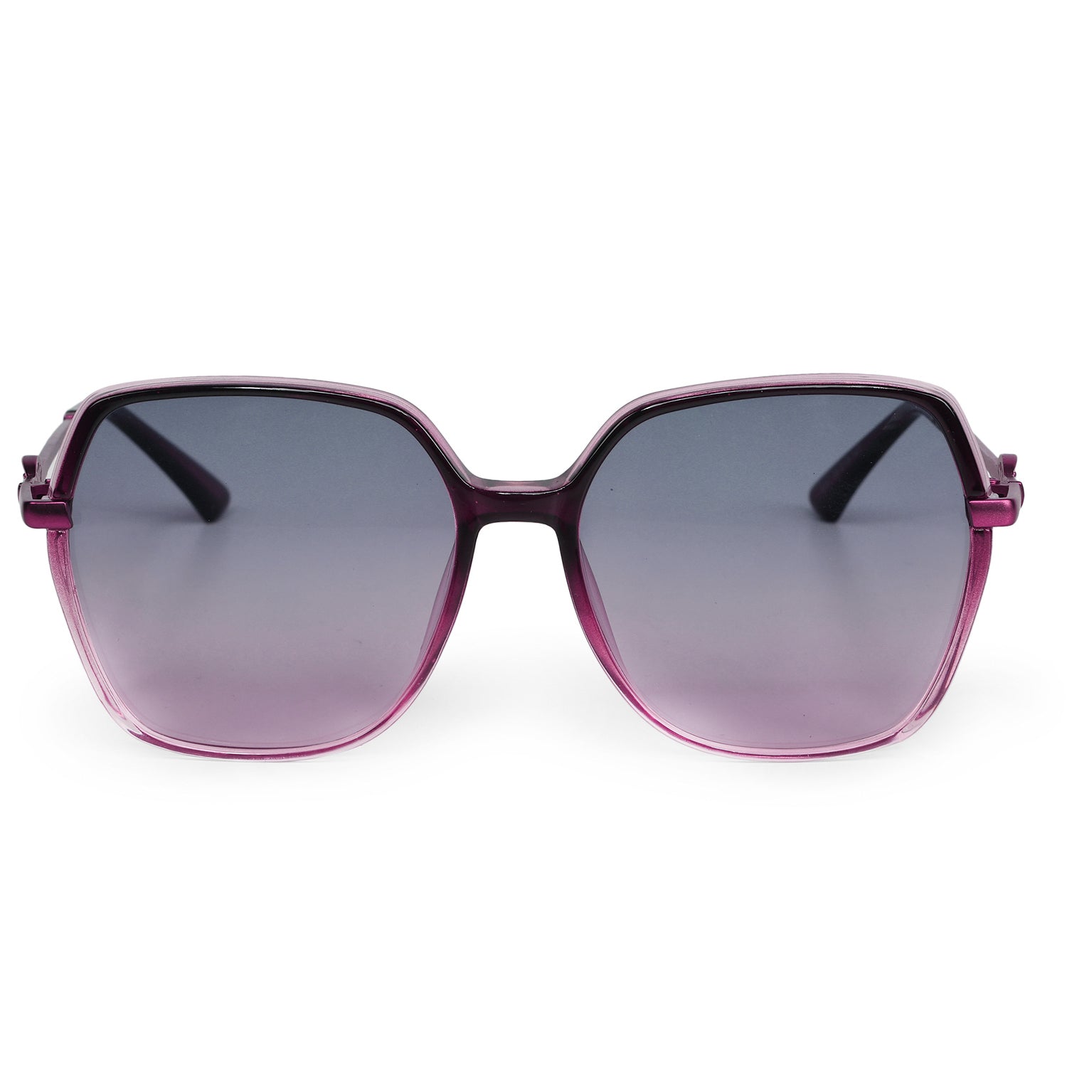 Noxara | Gradient Purple Large Half Rim Square Sunglasses for Women [Polarized]