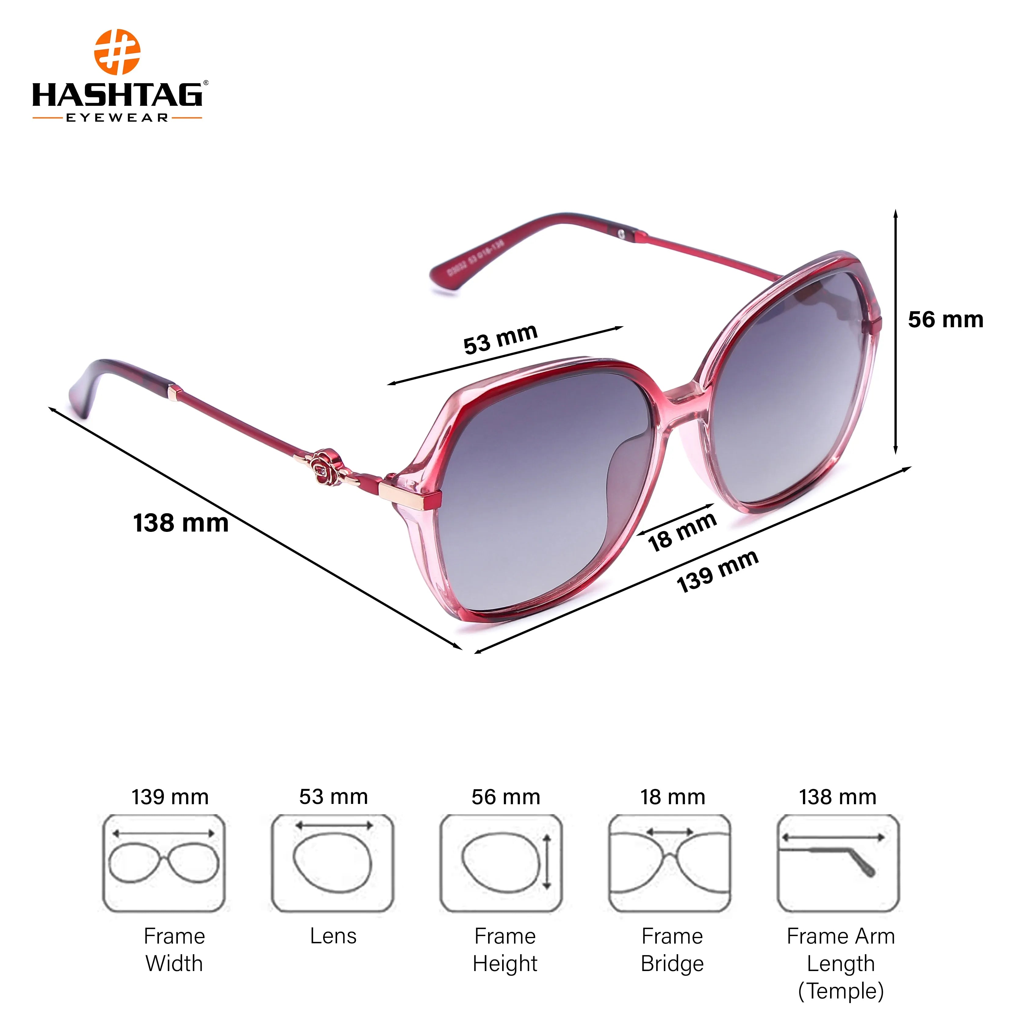 Calyra | Gradient Red Large Full Rim Square Sunglasses for Women [Polarized]