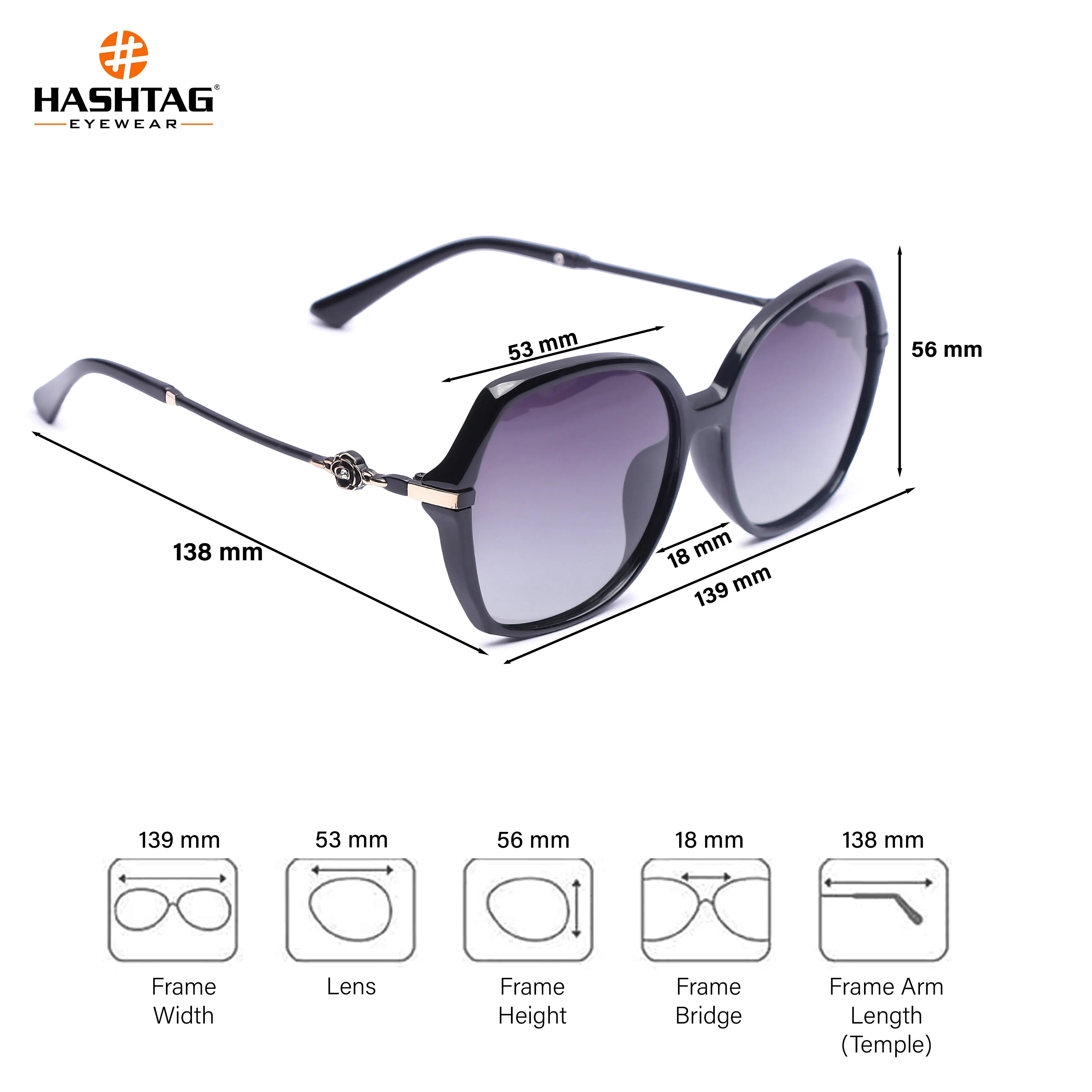 Calyra | Gradient Black Large Full Rim Square Sunglasses for Women [Polarized]