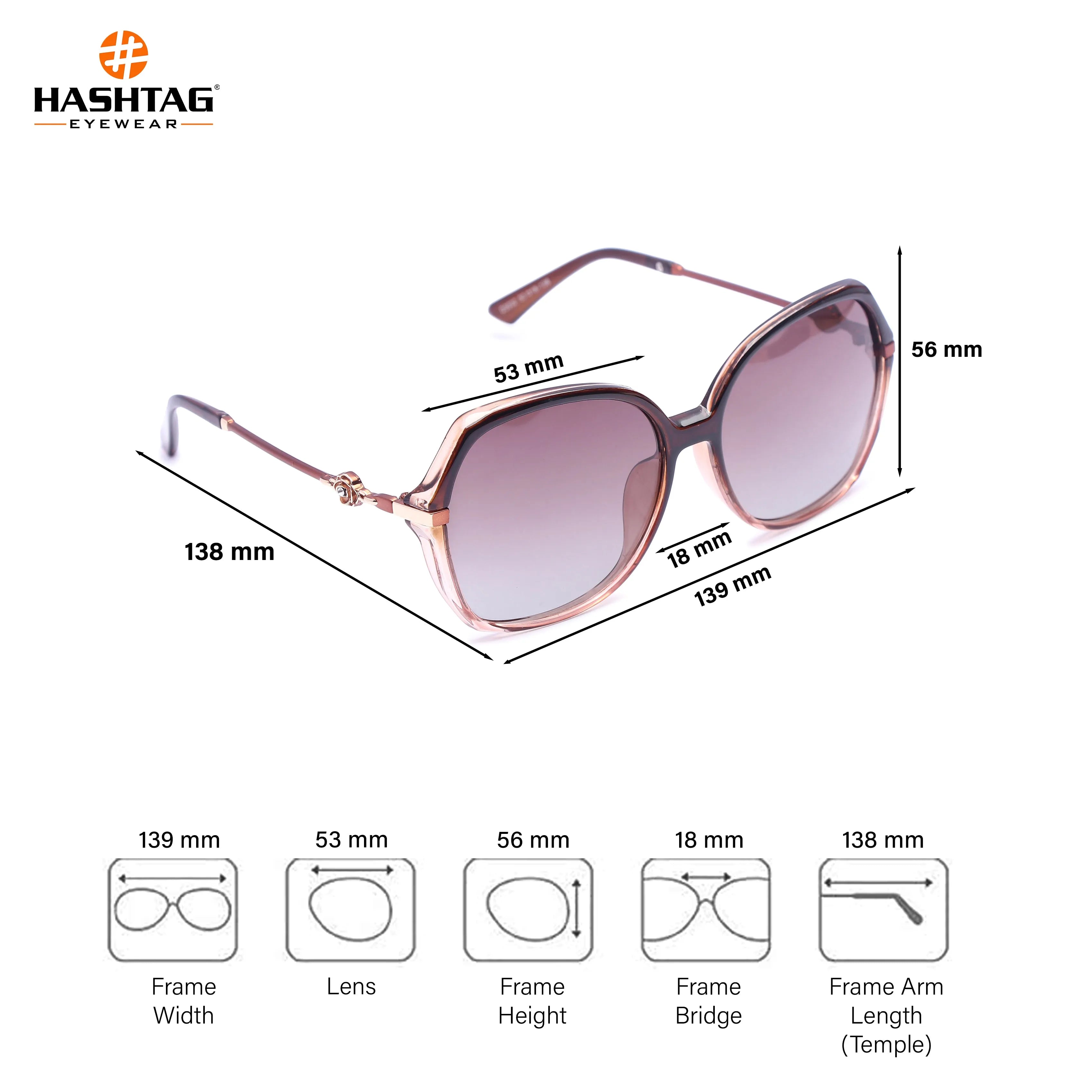 Calyra | Gradient Brown Large Full Rim Square Sunglasses for Women [Polarized]
