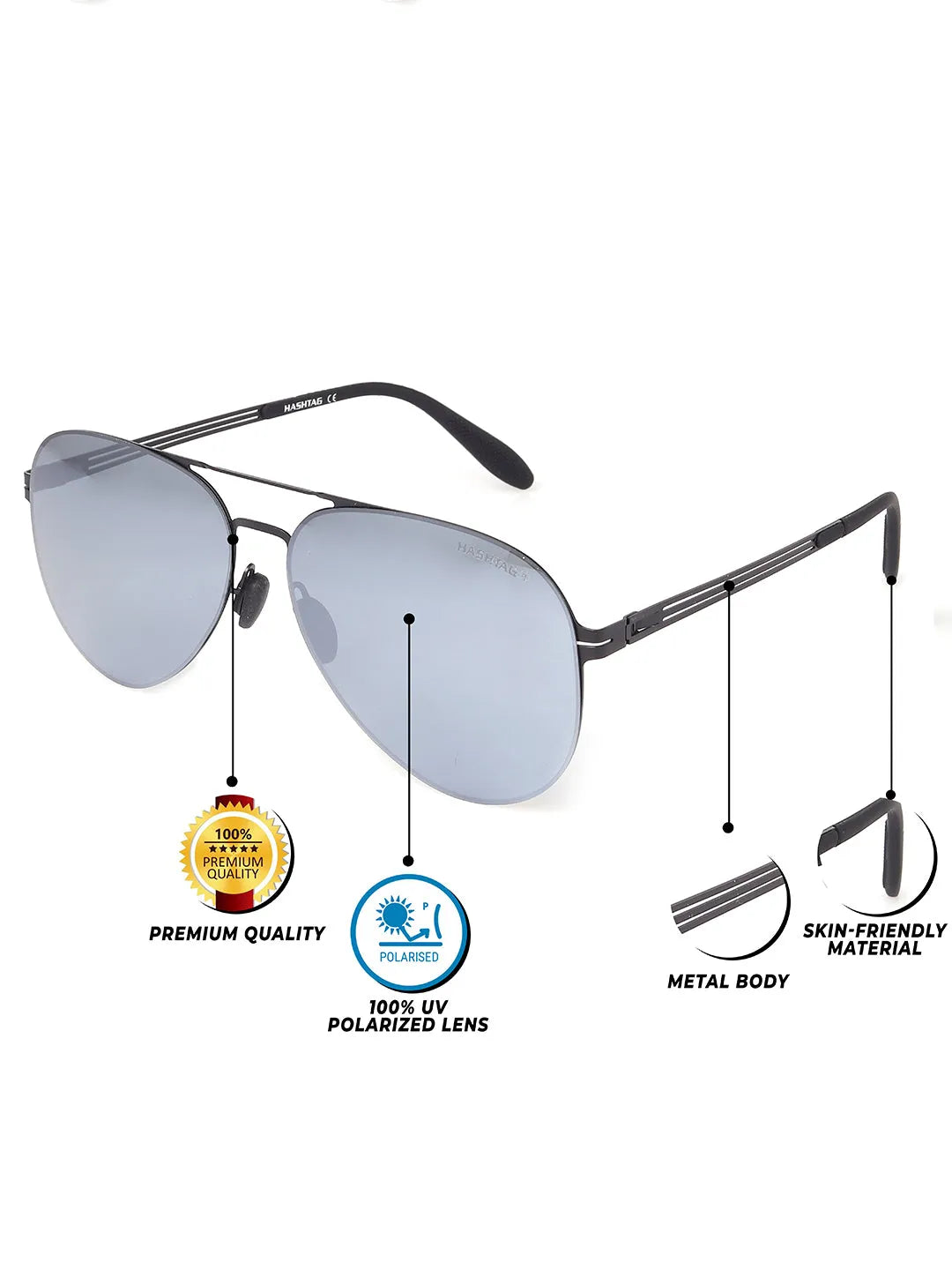 Aurion | Black Medium Full Rim Aviator Sunglasses for Men [Polarized]