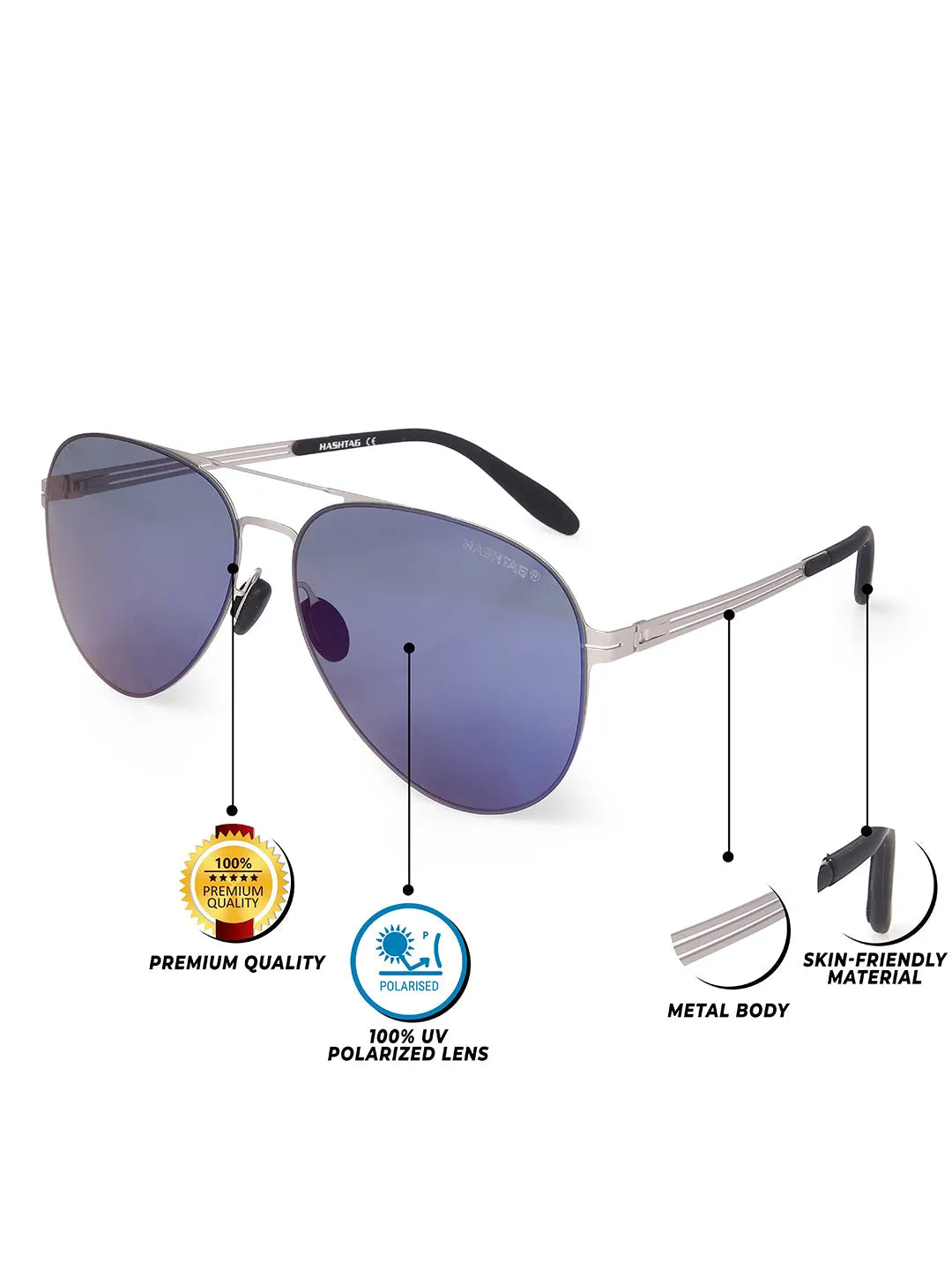 Aurion | Silver Medium Full Rim Aviator Sunglasses for Men [Polarized]