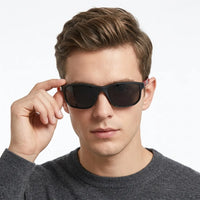 Ionium | Black Large Full Rim Rectangle Sports Sunglasses for Men [Polarized]