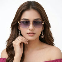 Panther | Gradient Purple Medium Rim Less RECTANGLE Sunglasses for Men & Women [UV-protected]