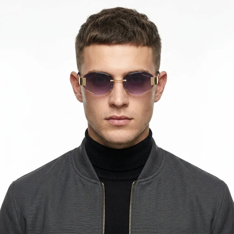 Midnight | Gradient Purple Medium Rim Less Oval Sunglasses for Men & Women [UV-protected]
