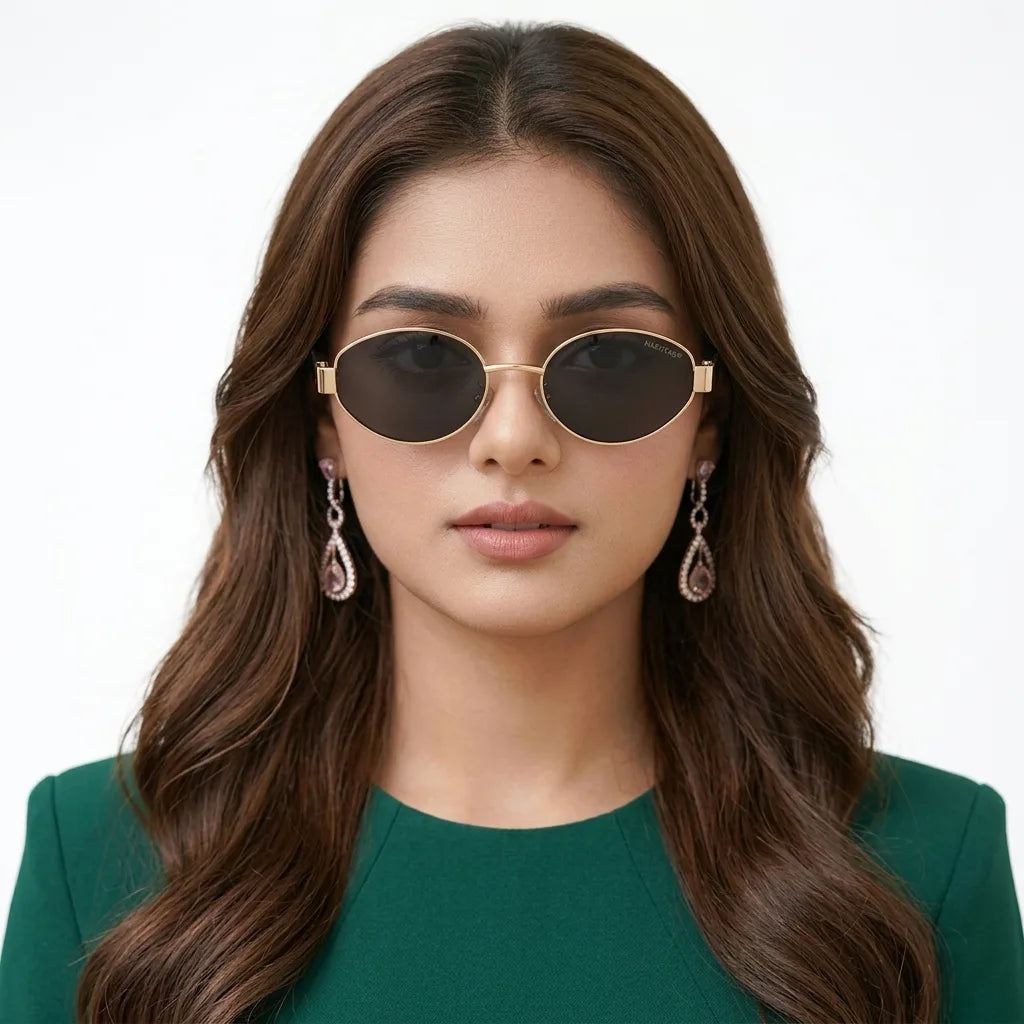 Urbanite | Black Medium Full Rim Oval Sunglasses for Women [UV-protected]