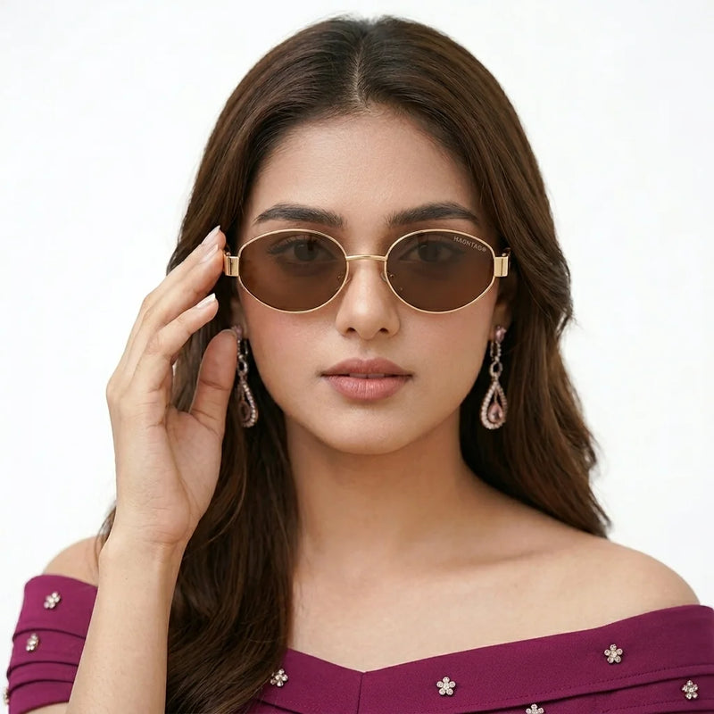 Urbanite | Brown Medium Full Rim Oval Sunglasses for Women [UV-protected]