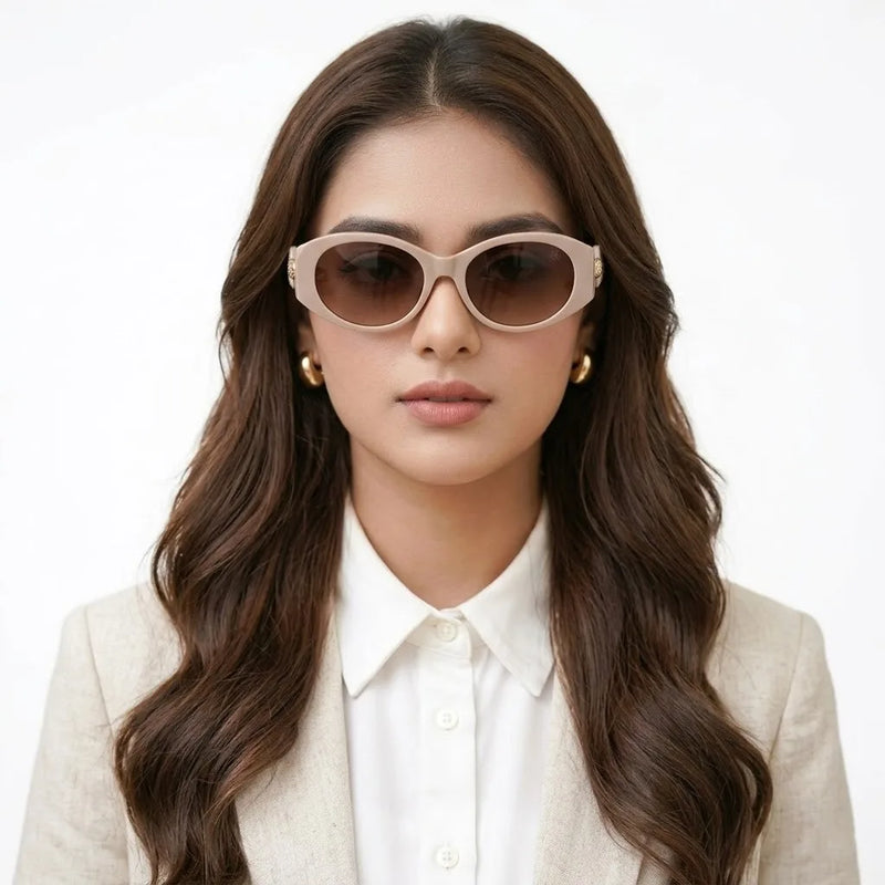 Medusa | Light Brown Medium Full Rim Oval Sunglasses for Women [UV-protected]
