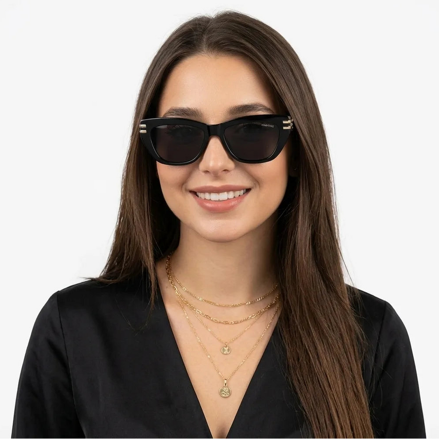 Lucid | Black and Golden Large Full Rim Square Sunglasses for Women [UV-protected]