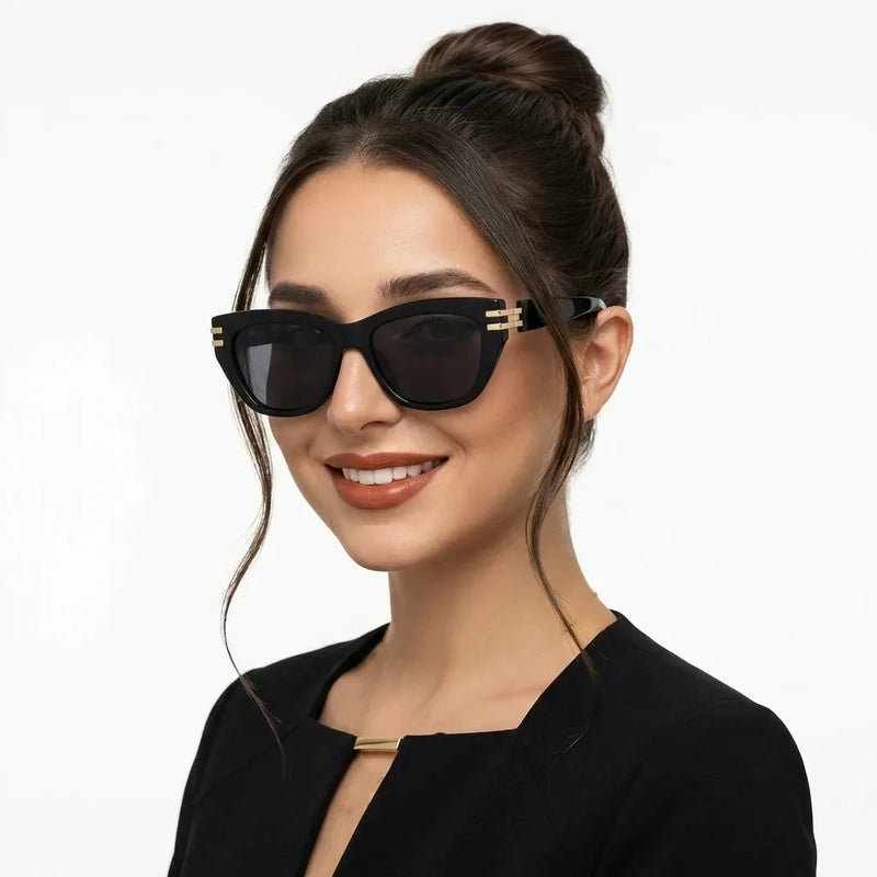 Lucid | Black and Golden Large Full Rim Square Sunglasses for Women [UV-protected]