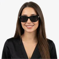 Lucid | Black and Golden Large Full Rim Square Sunglasses for Women [UV-protected]