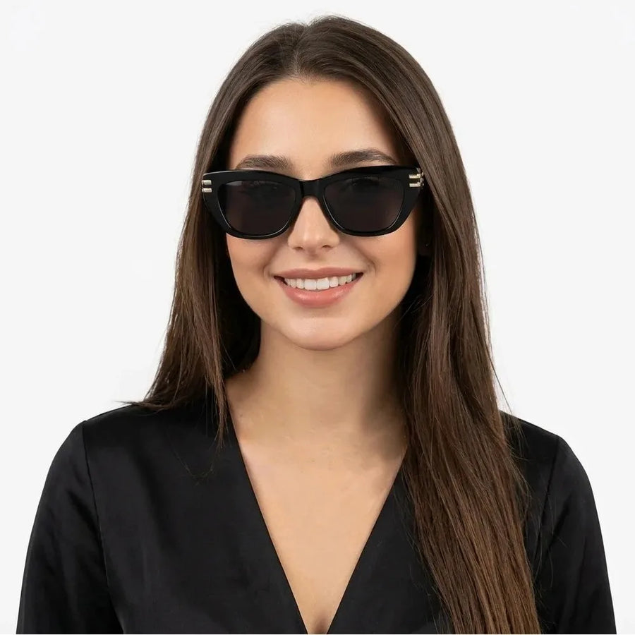 Lucid | Black and Golden Large Full Rim Square Sunglasses for Women [UV-protected]