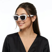 Lucid | White and Golden Large Full Rim Square Sunglasses for Women [UV-protected]