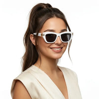 Lucid | White and Golden Large Full Rim Square Sunglasses for Women [UV-protected]