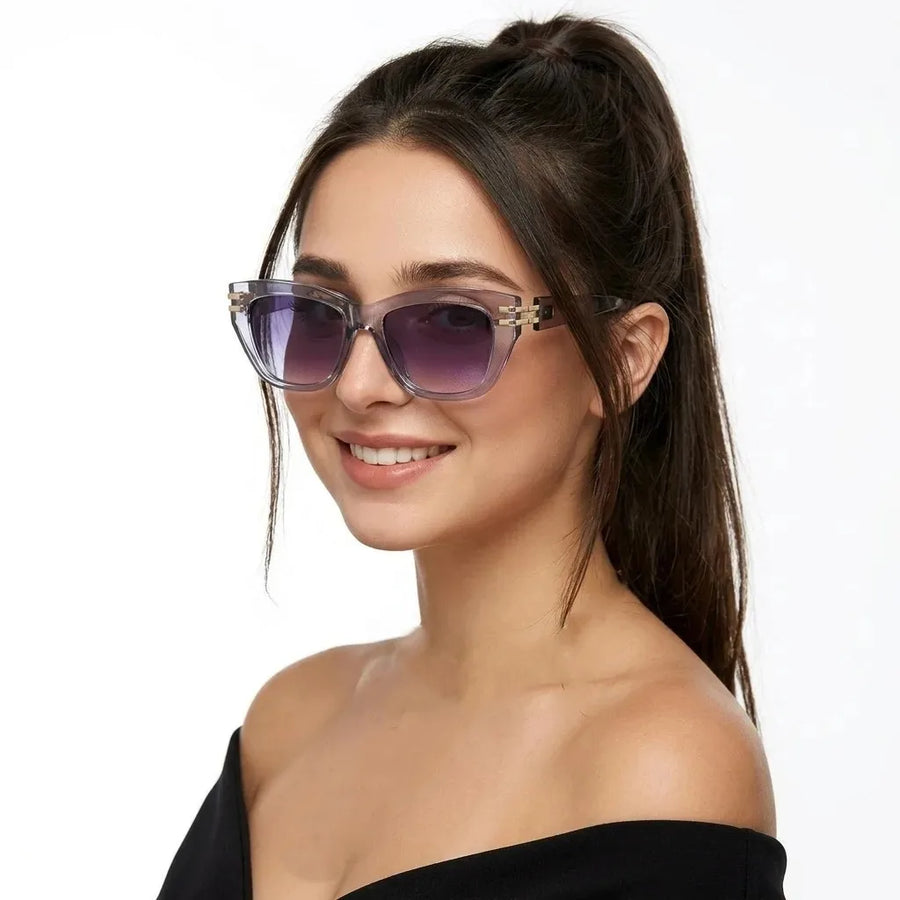 Lucid | Grey and Golden Large Full Rim Square Sunglasses for Women [UV-protected]