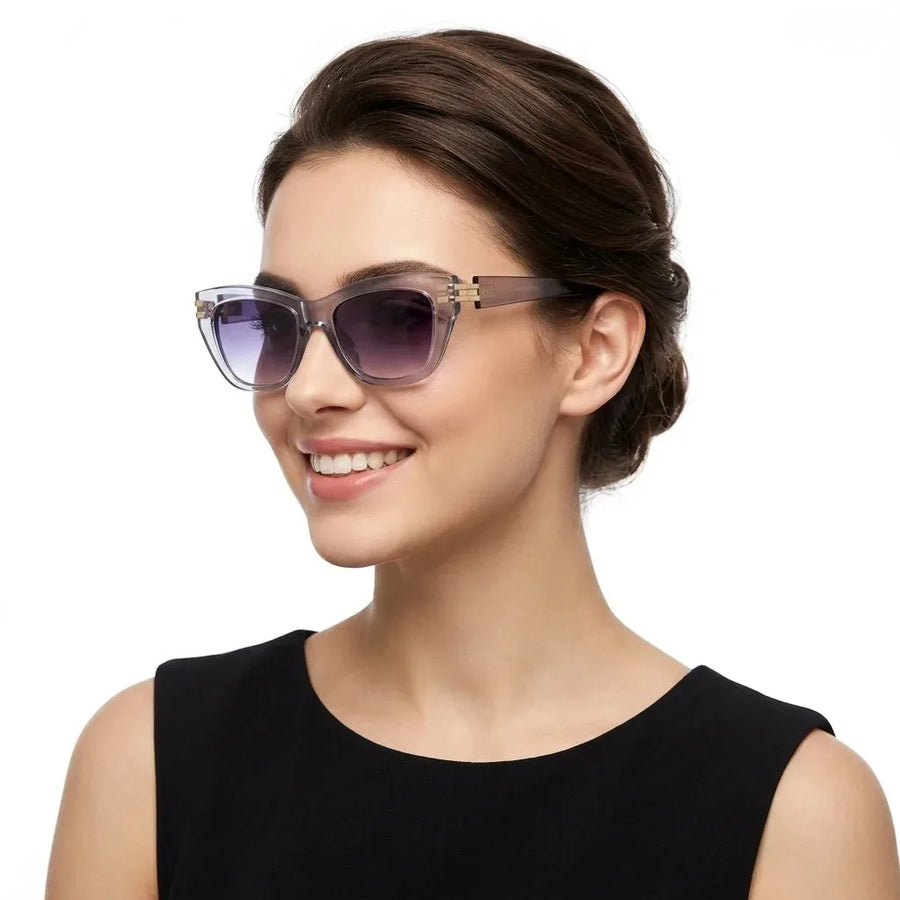 Lucid | Grey and Golden Large Full Rim Square Sunglasses for Women [UV-protected]