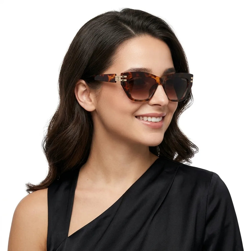 Lucid | Havana and Golden Large Full Rim Square Sunglasses for Women [UV-protected]