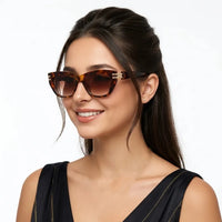 Lucid | Havana and Golden Large Full Rim Square Sunglasses for Women [UV-protected]