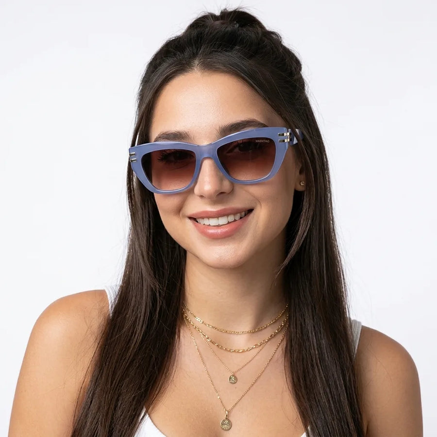 Lucid | Blue and Golden Large Full Rim Square Sunglasses for Women [UV-protected]