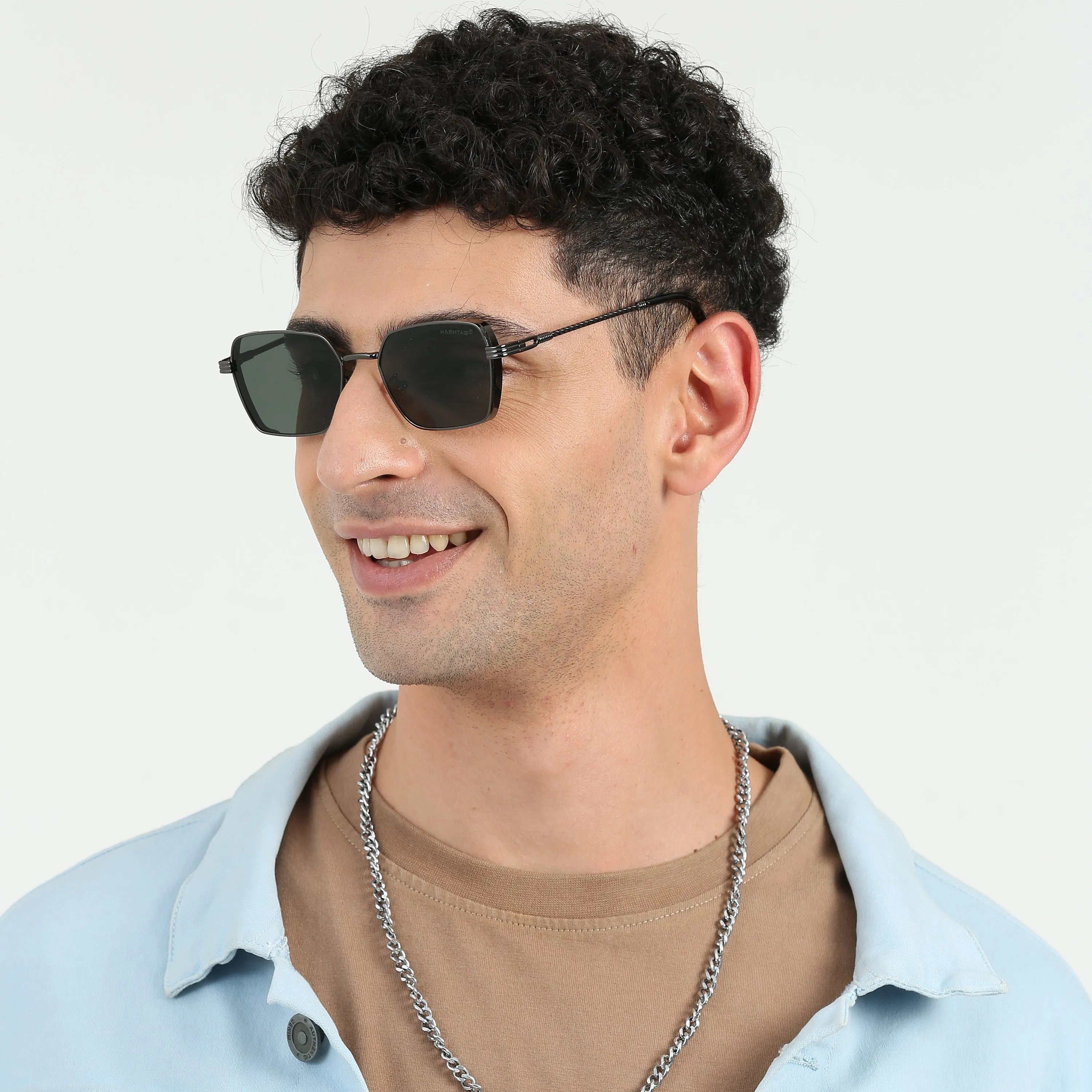 Nyxora | Grey Medium Full Rim Rectangle Sunglasses for Men & Women [UV-protected]