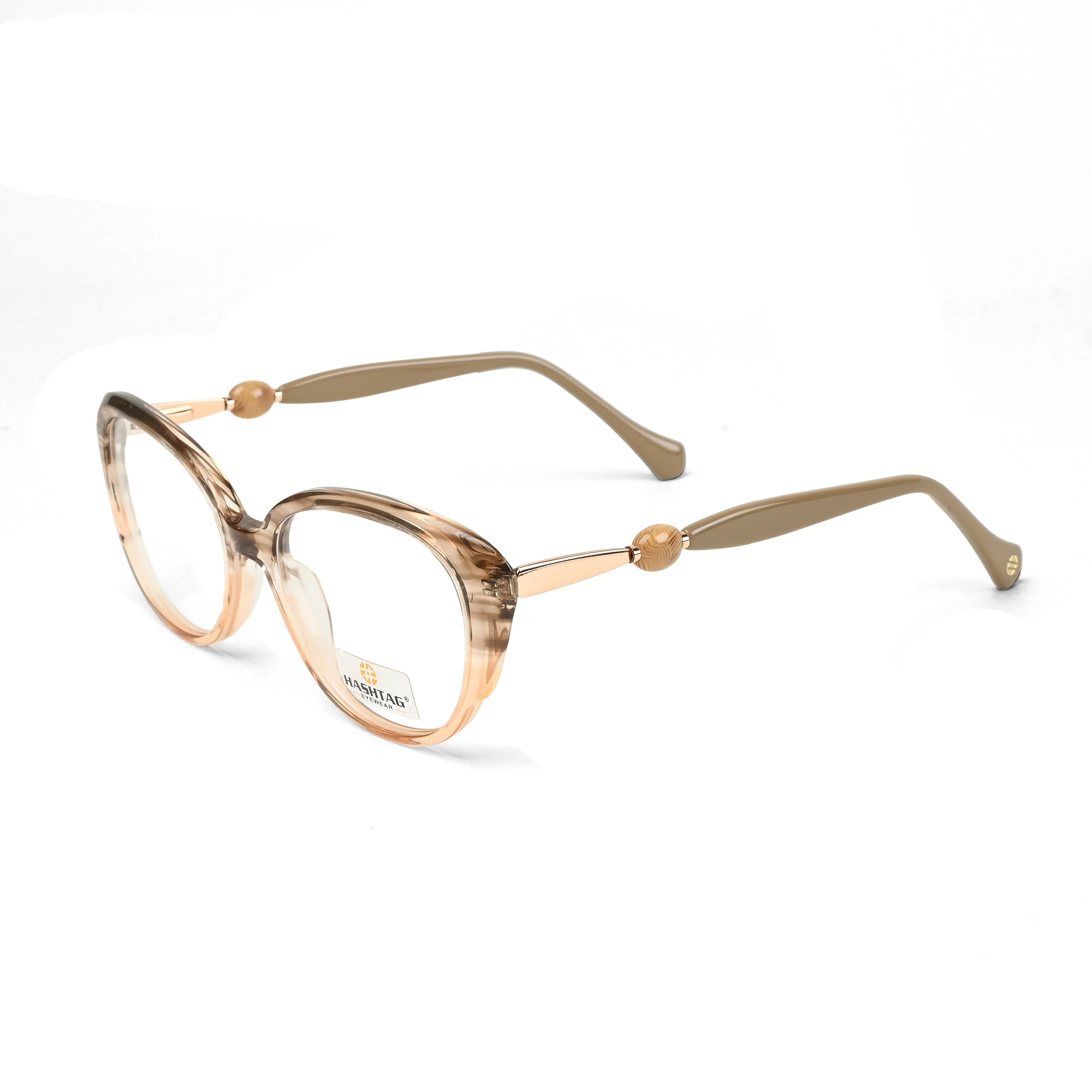 Fluxion | Brown caramel Medium Full Rim Cat Eye with Spring Hinges Eyeglasses for Women [Demo Lens]