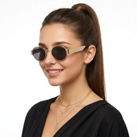Liora | Gold Small Full Rim Oval Sunglasses for Women [UV-protected]